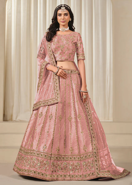 Pink Embroidered Lehenga Choli