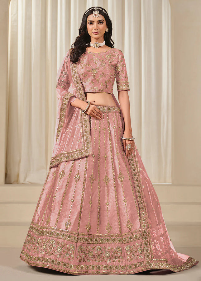 Pink Embroidered Lehenga Choli