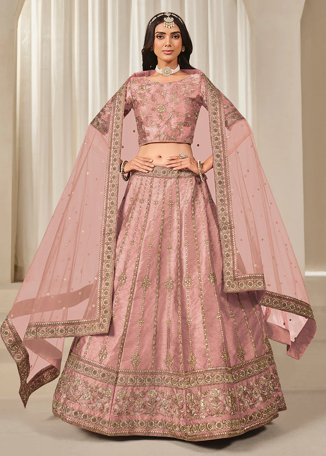 Pink Embroidered Lehenga Choli