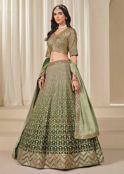 Green Embroidered Lehenga Choli