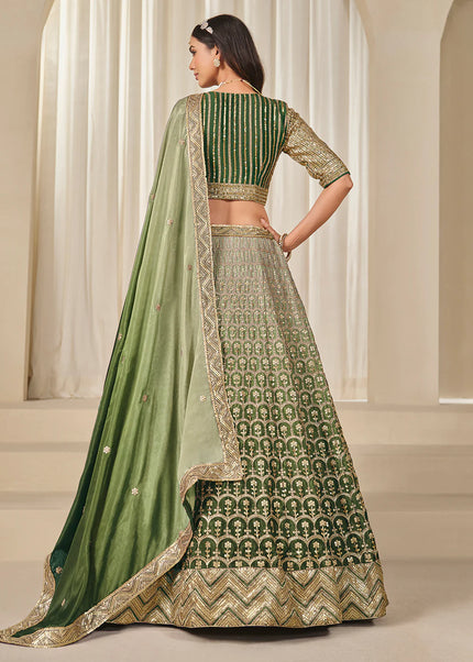 Green Embroidered Lehenga Choli