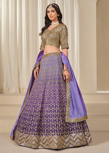 Purple Embroidered Lehenga Choli