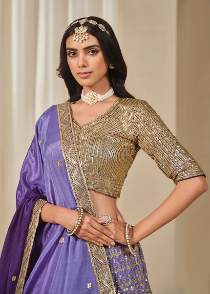 Purple Embroidered Lehenga Choli