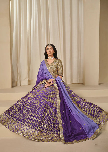 Purple Embroidered Lehenga Choli