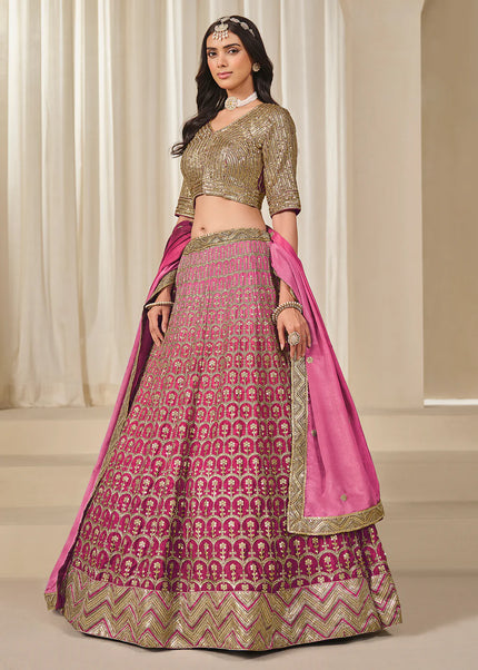 Pink Embroidered Lehenga Choli