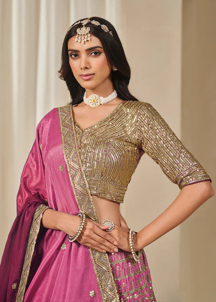 Pink Embroidered Lehenga Choli