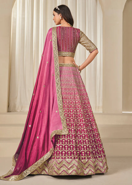 Pink Embroidered Lehenga Choli