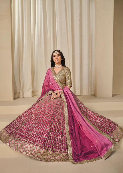 Pink Embroidered Lehenga Choli