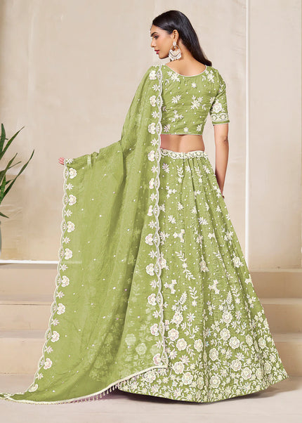 Green Embroidered Lehenga Choli