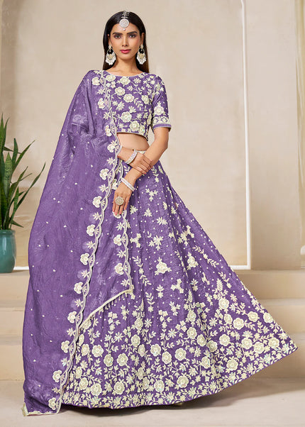 Lavender Embroidered Lehenga Choli