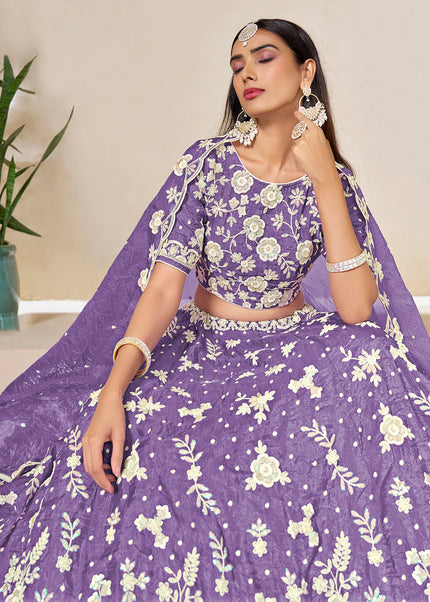 Lavender Embroidered Lehenga Choli