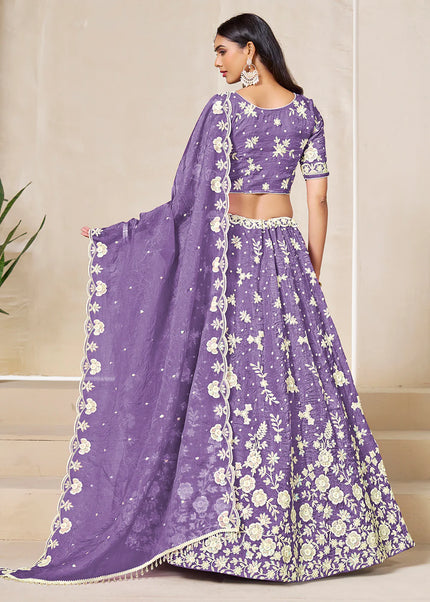 Lavender Embroidered Lehenga Choli