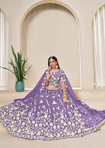 Lavender Embroidered Lehenga Choli