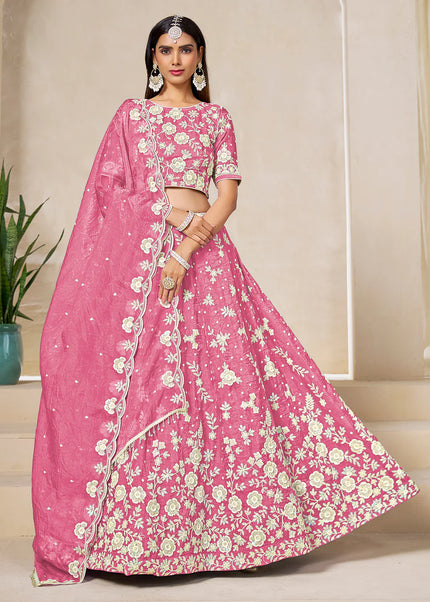 Pink Embroidered Lehenga Choli