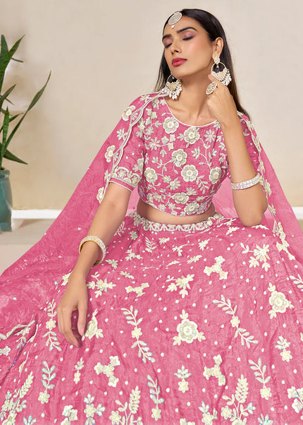 Pink Embroidered Lehenga Choli
