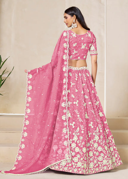 Pink Embroidered Lehenga Choli