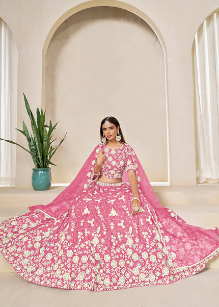 Pink Embroidered Lehenga Choli