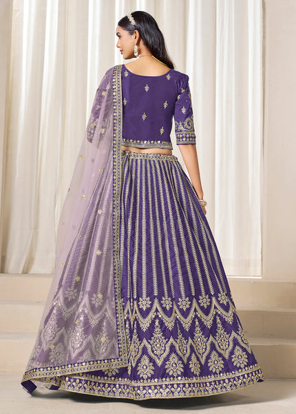 Purple Embroidered Lehenga Choli