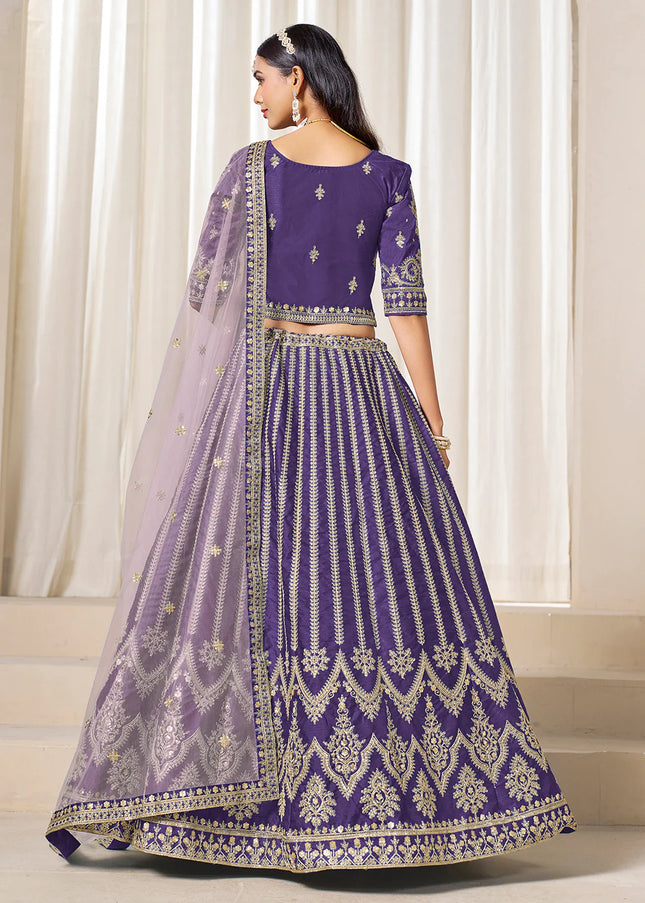 Purple Embroidered Lehenga Choli