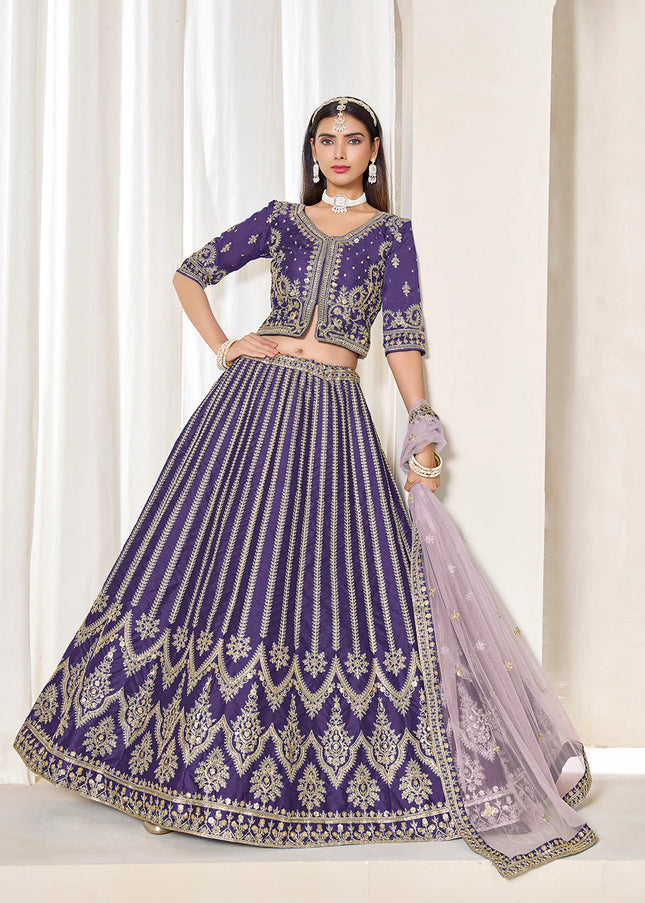 Purple Embroidered Lehenga Choli