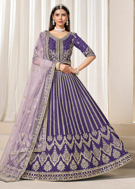 Purple Embroidered Lehenga Choli