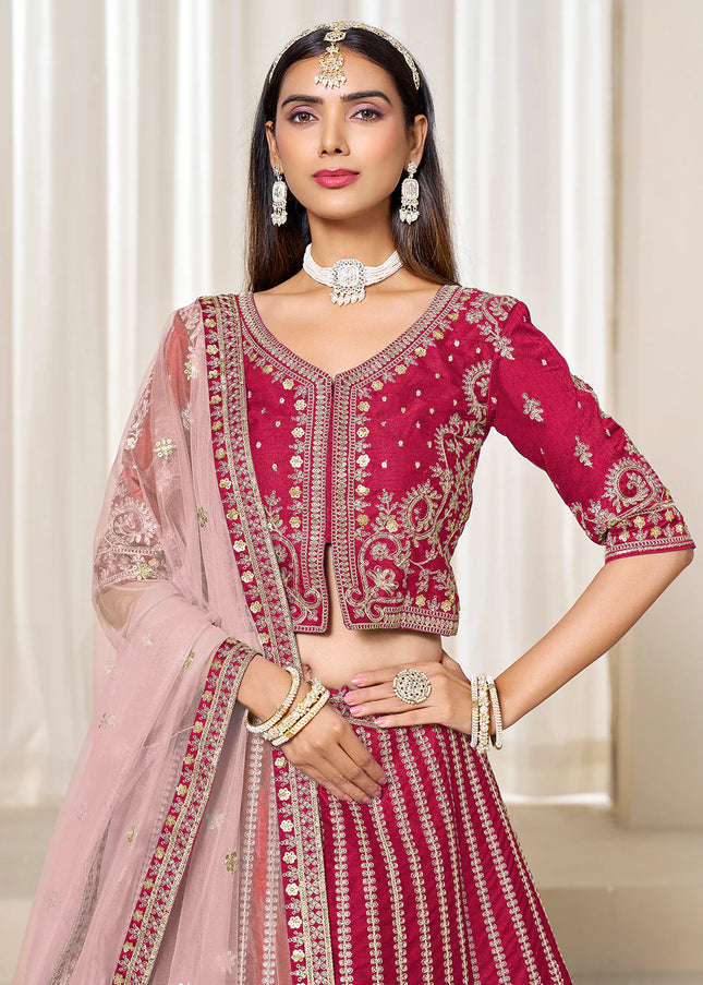 Pink Embroidered Lehenga Choli
