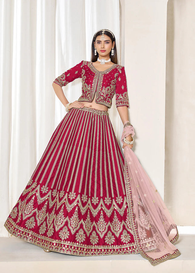 Pink Embroidered Lehenga Choli