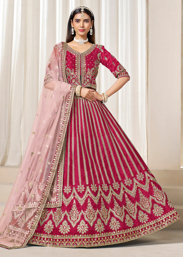 Pink Embroidered Lehenga Choli