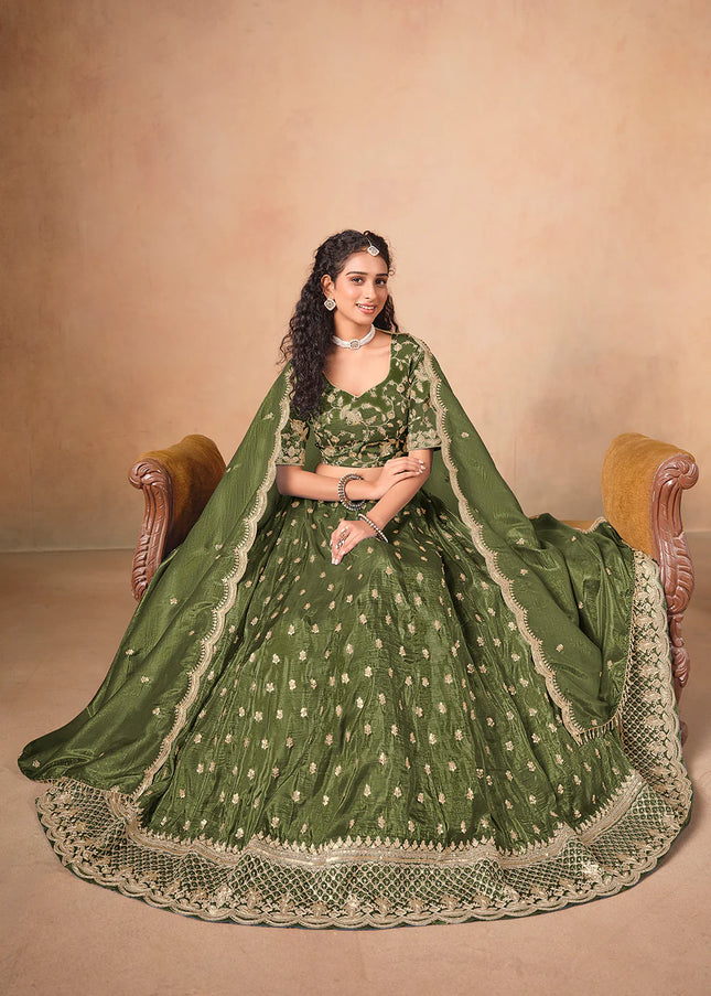 Green Embroidered Lehenga Choli