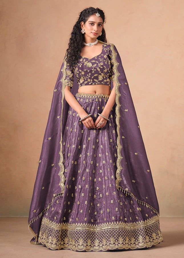 Purple Embroidered Lehenga Choli