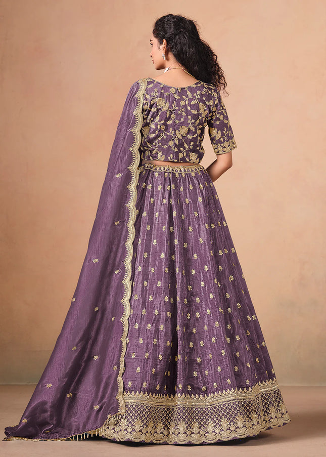 Purple Embroidered Lehenga Choli