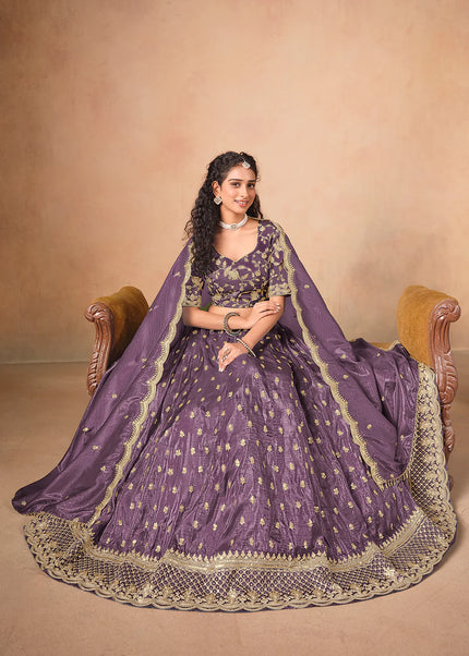 Purple Embroidered Lehenga Choli