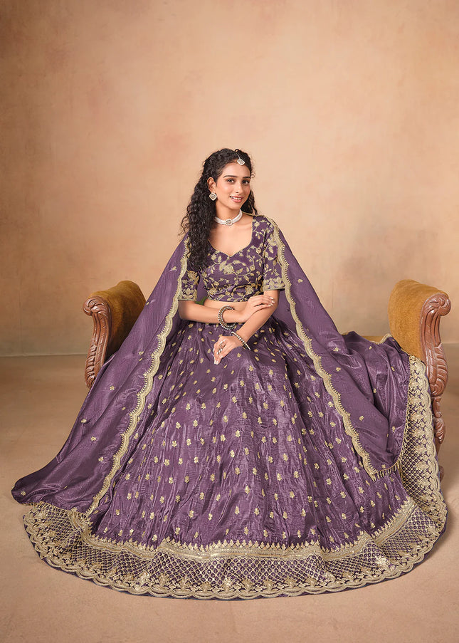 Purple Embroidered Lehenga Choli