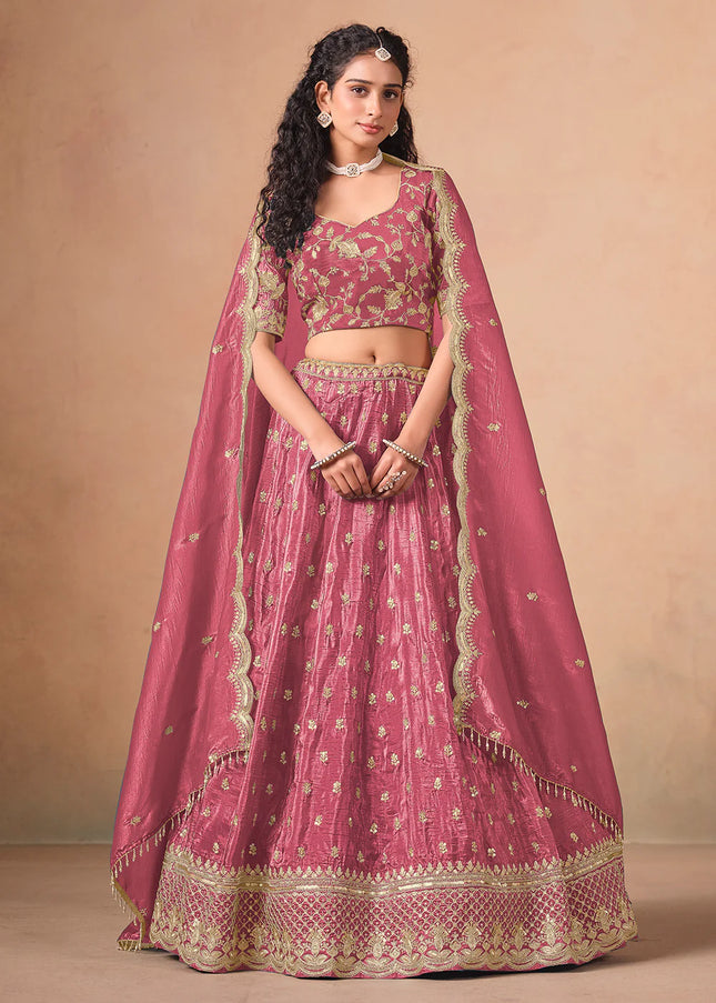 Pink Embroidered Lehenga Choli