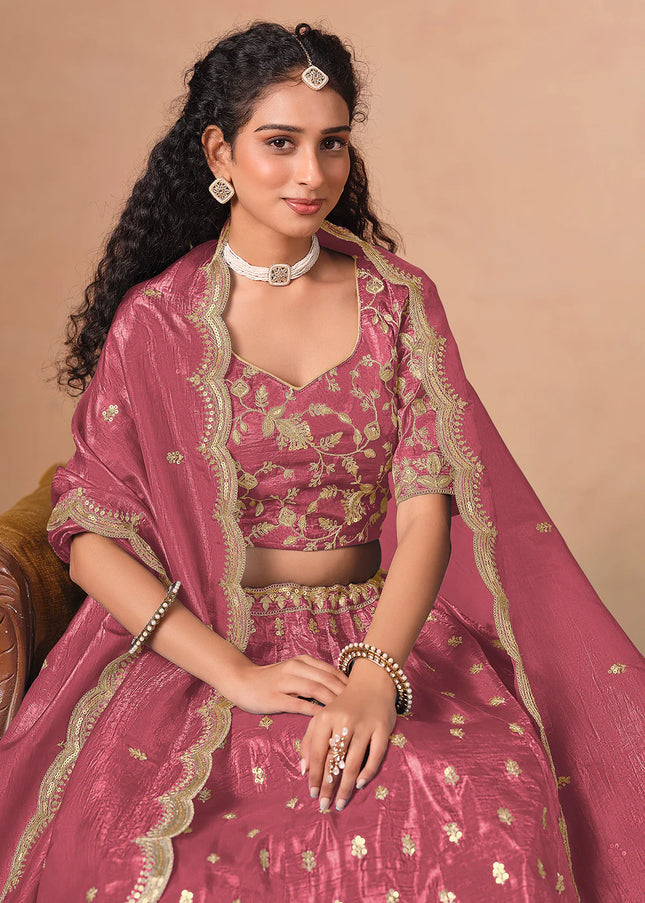 Pink Embroidered Lehenga Choli