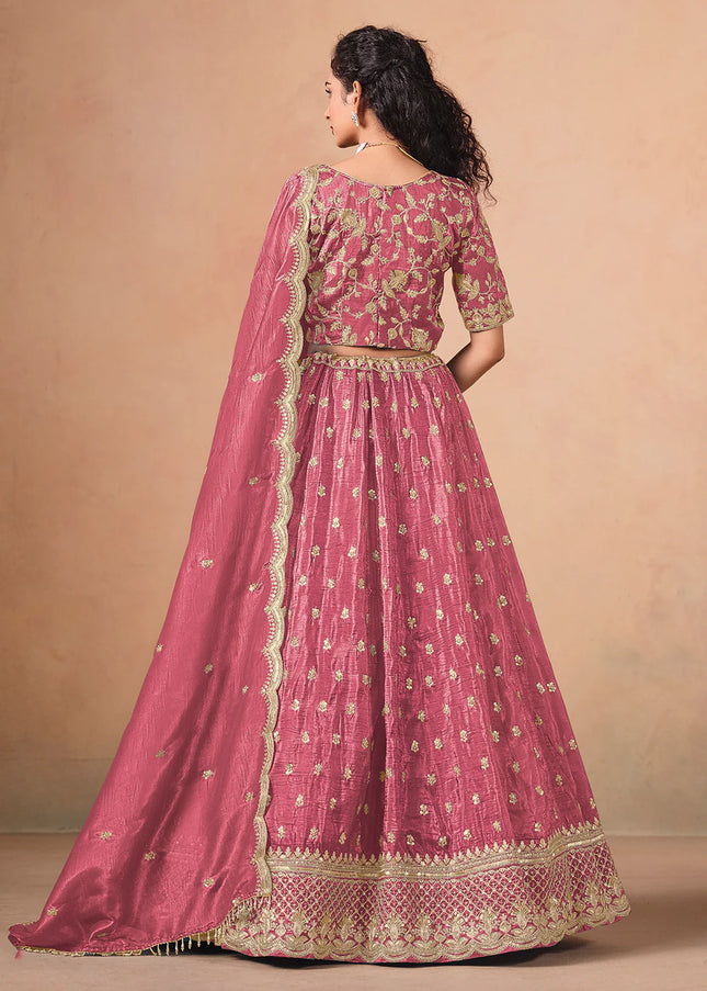 Pink Embroidered Lehenga Choli