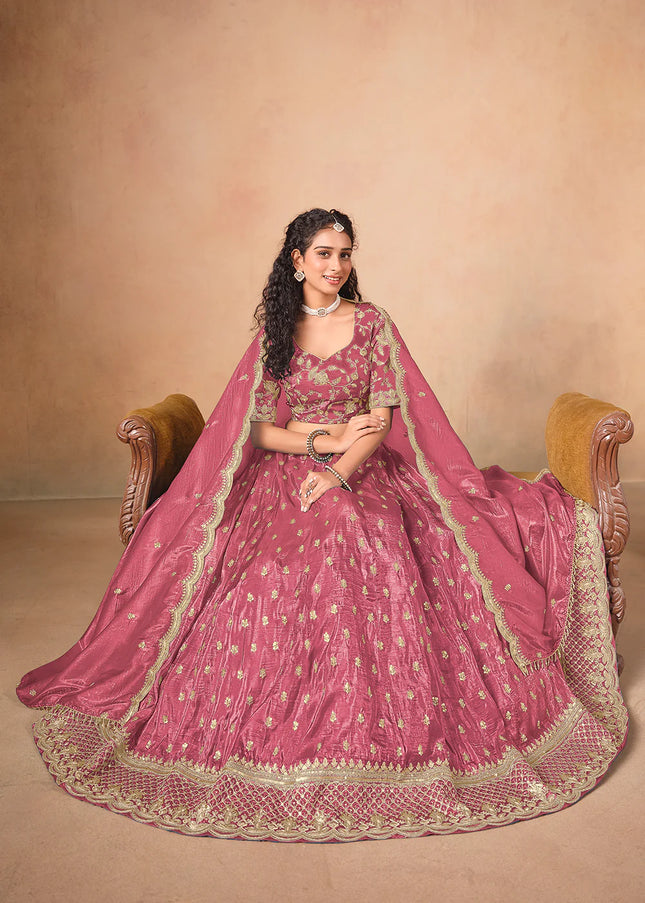 Pink Embroidered Lehenga Choli
