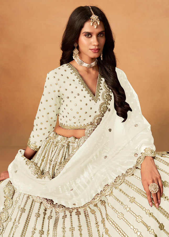 Offwhite Embroidered Lehenga Choli