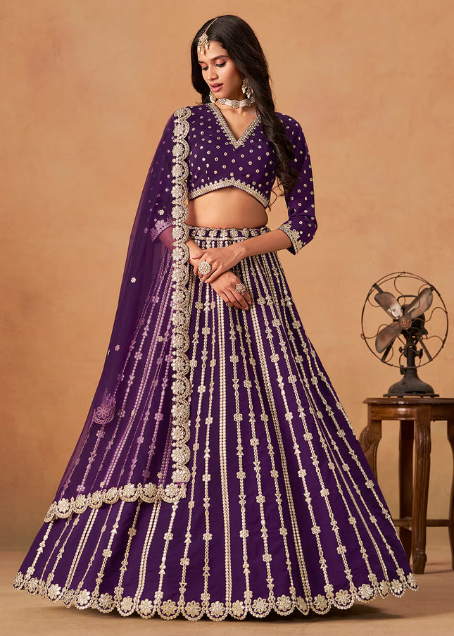 Purple Embroidered Lehenga Choli