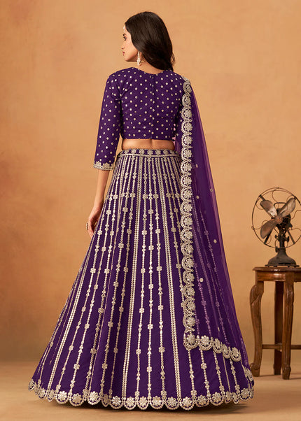 Purple Embroidered Lehenga Choli