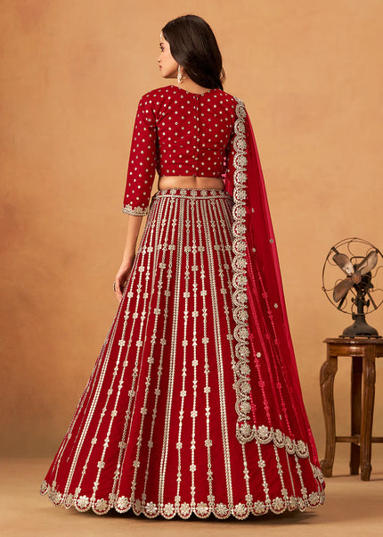 Red Embroidered Lehenga Choli