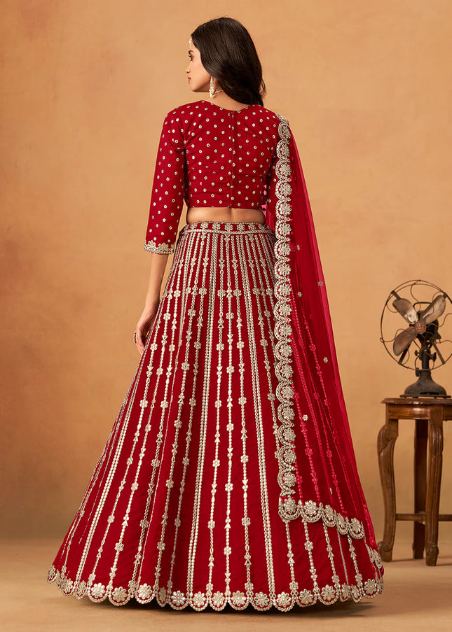 Red Embroidered Lehenga Choli