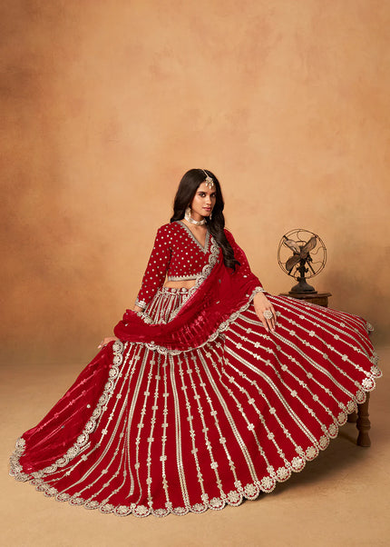 Red Embroidered Lehenga Choli