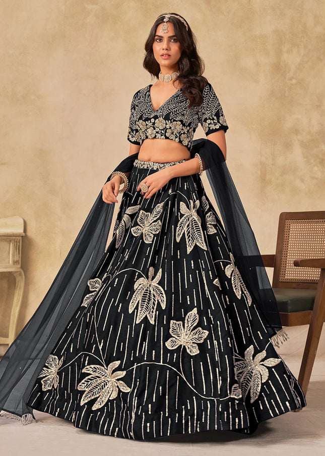 Black Embroidered Lehenga Choli