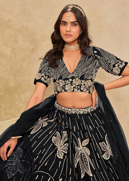 Black Embroidered Lehenga Choli
