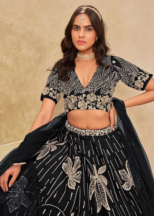 Black Embroidered Lehenga Choli