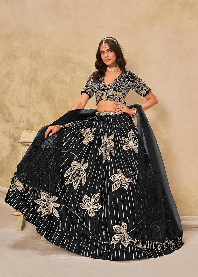 Black Embroidered Lehenga Choli