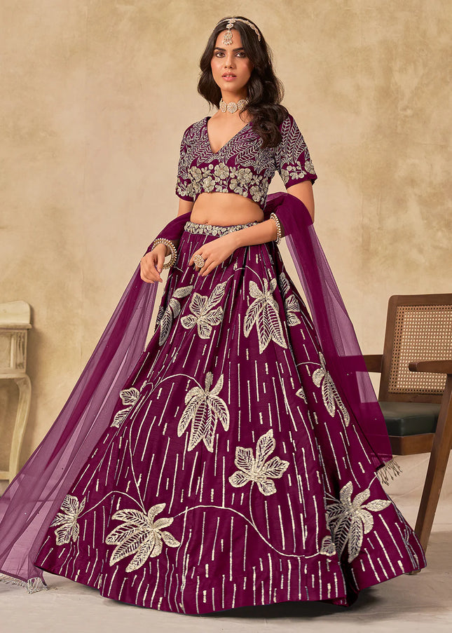 Purple Embroidered Lehenga Choli