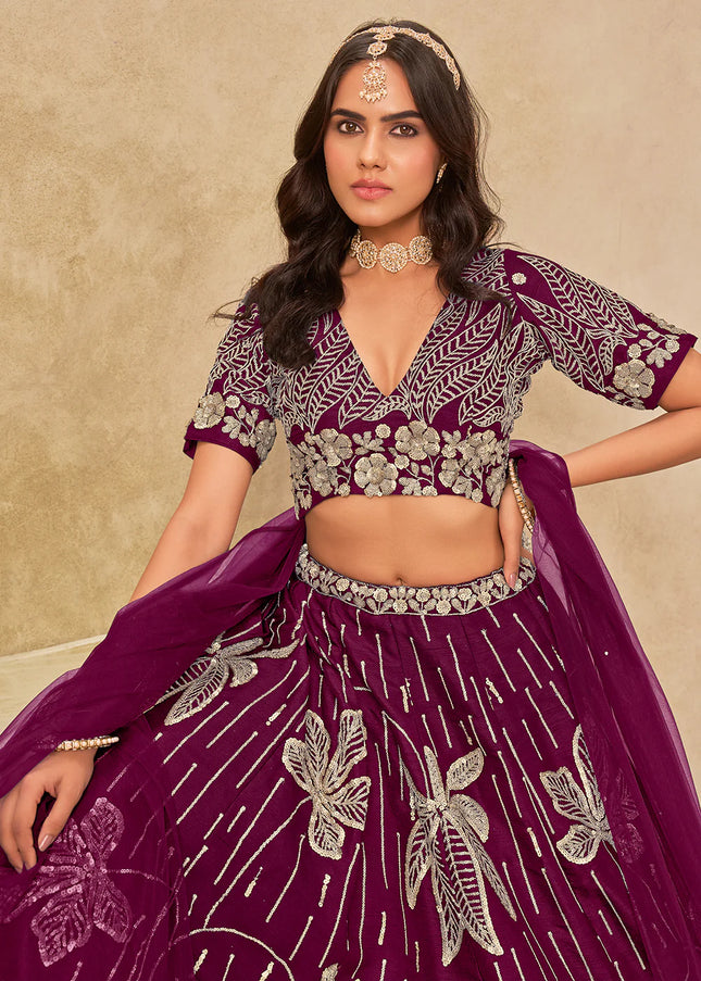 Purple Embroidered Lehenga Choli