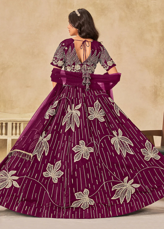 Purple Embroidered Lehenga Choli